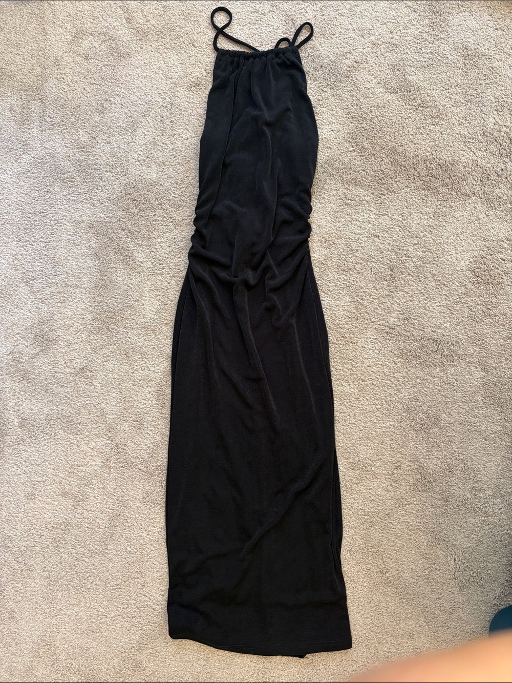 VICI Black Satin Slip Dress with Thin Straps